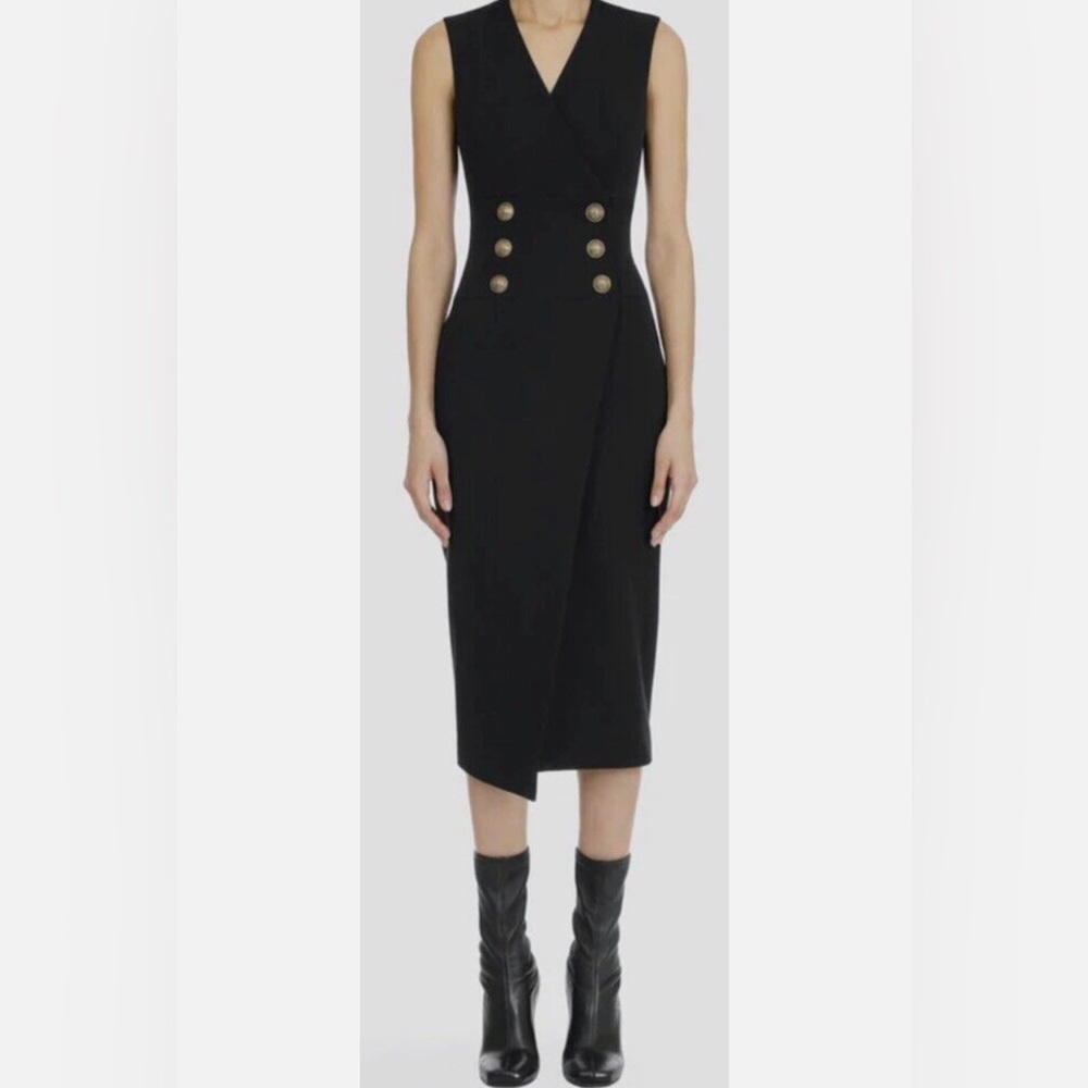 RACHEL ZOE black Double Breasted LUXE Sleeveless tuxedo blazer dress size 4